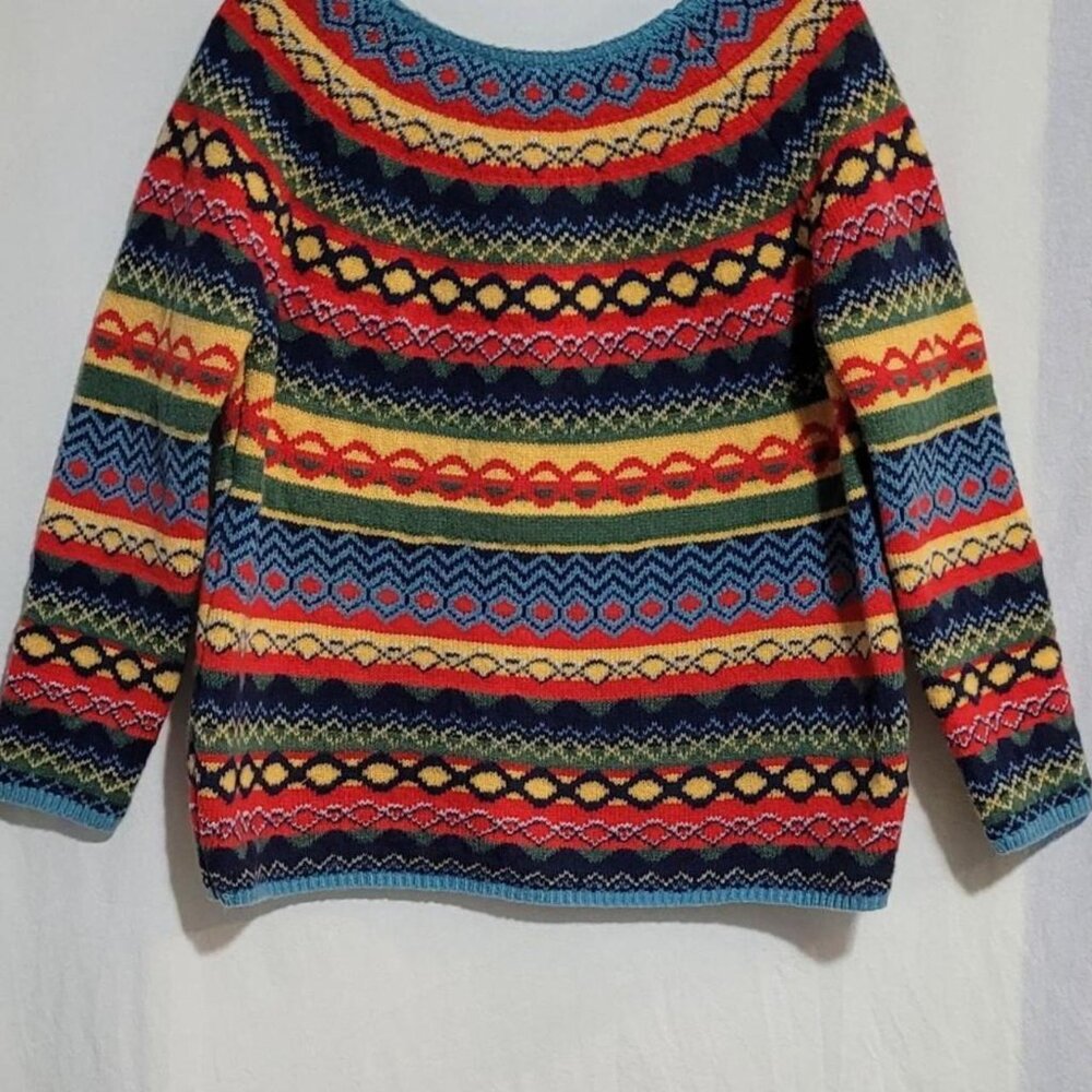 HANDKNIT COZY STRIPED LONG-SLEEVE SWEATER JUMPER L XL - Picture 5 of 8